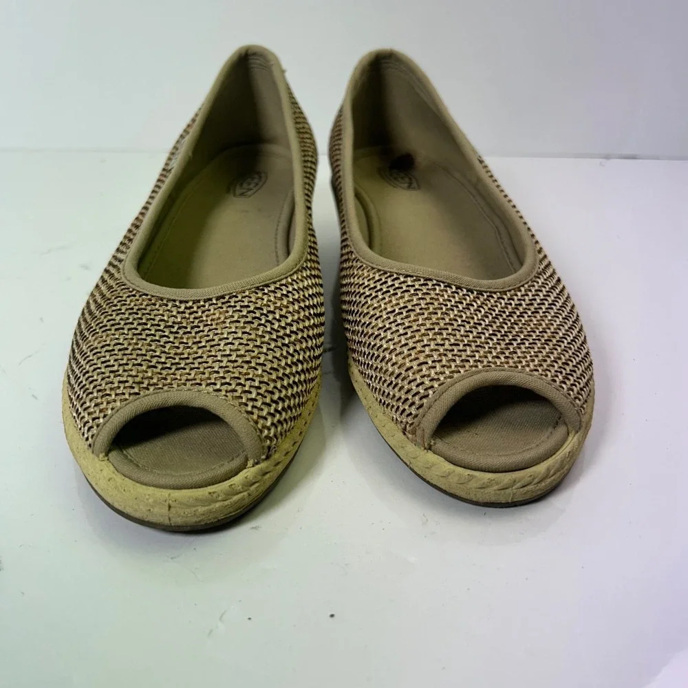 KEEN Women 8 Tan Brown Woven Peep Toe Wedge Sandals Shoes 1012412 Slip On